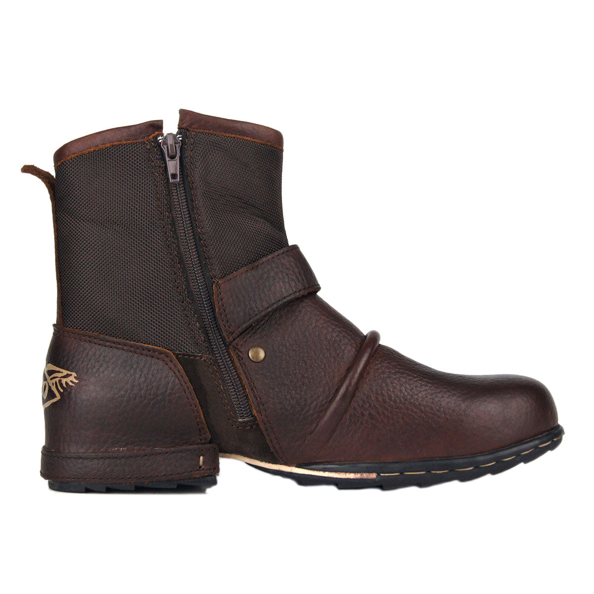 OSSTONE Moto Boots for Men Vintage Zipper-up Retro Leather Chukka Boots Distressed Rock n roll Bike Shoes Punk Boots OS-5008-1-N