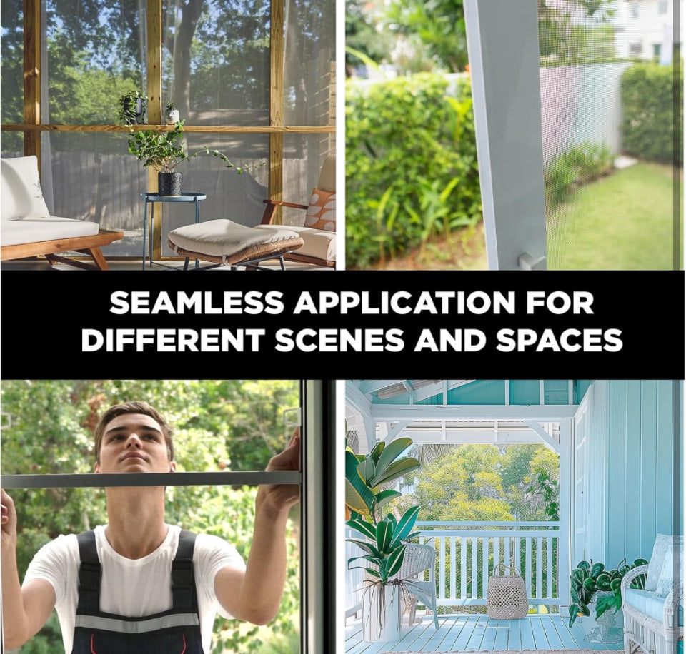 Docazoo DocaScreen Window Screen Replacement - DIY for House Windows, Door, Pool, Porch or Back Patio - Easy to Cut Fiberglass Roll Screen Door Mesh,