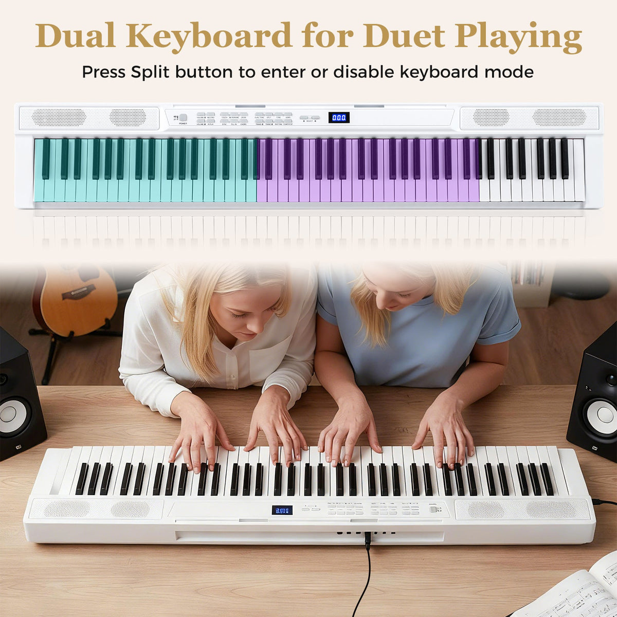 88-Key Electric Piano Keyboard with Adjustable Stand and Portable Bag