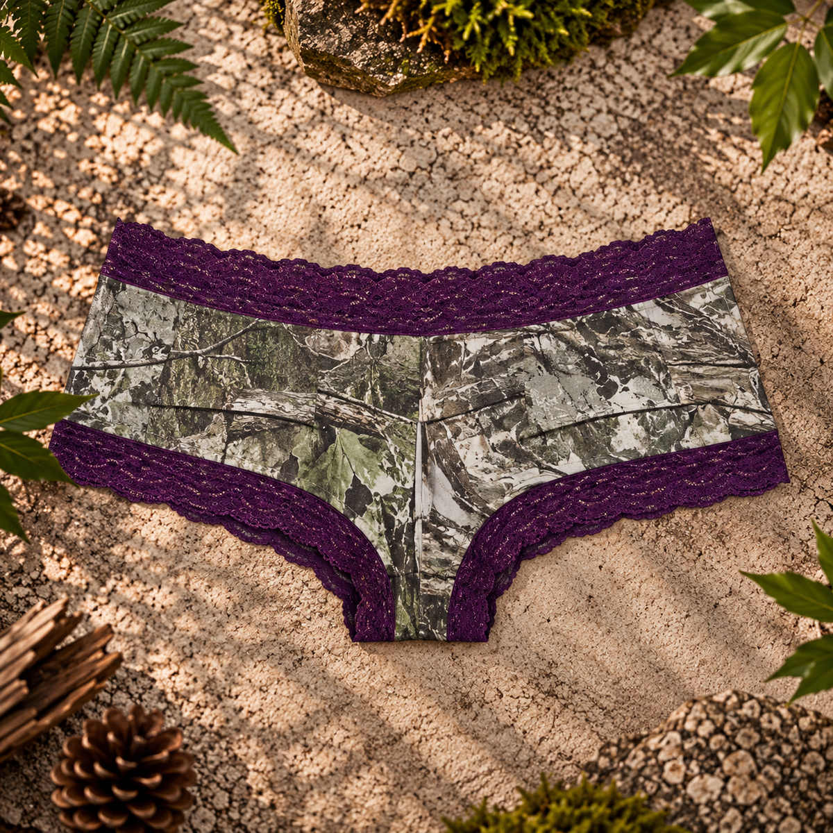 Women's Camo Hunting Boyshort Panty - Shape Shift Underwear - Wilderness Dreams