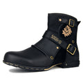 OSSTONE Moto Boots for Men Vintage Zipper-up Retro Leather Chukka Boots Distressed Rock n roll Bike Shoes Punk Boots OS-5008-1-N
