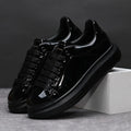 Brand Men's Shoes Black Glossy Casual Men Shoes White Fashion Couple