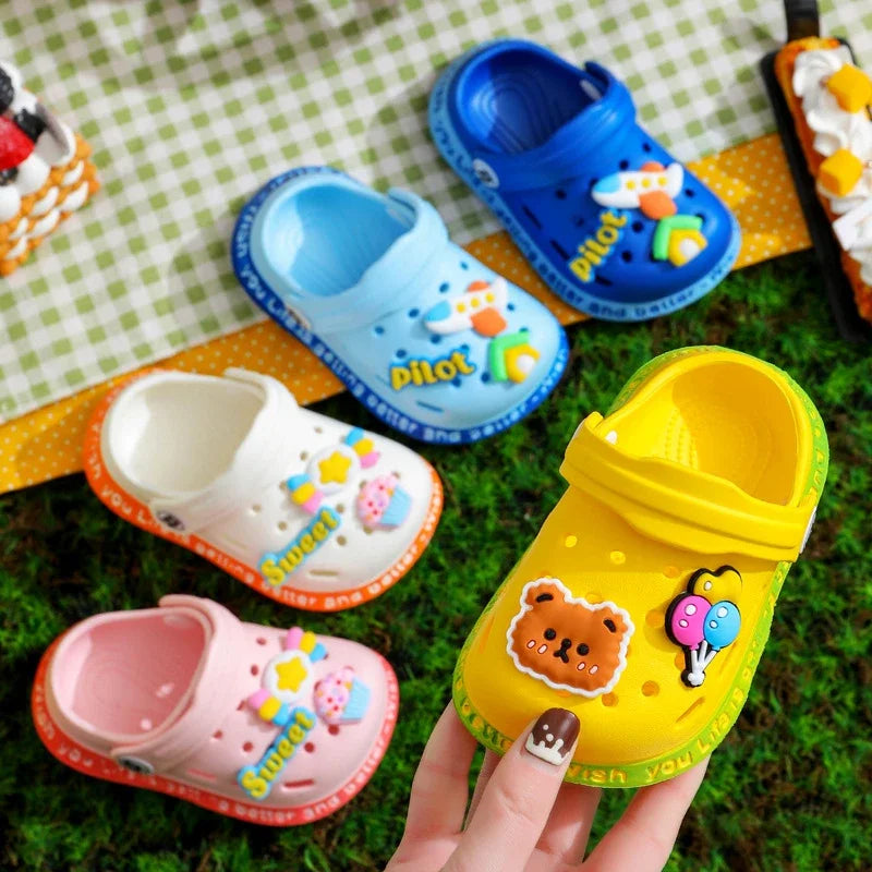 Summer Sandals, Girls, Kids, Baby Boys, Cartoon Sandals, Flat Heel, Soft Slippers, Garden Shoes