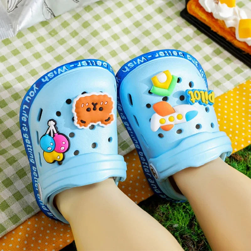 Summer Sandals, Girls, Kids, Baby Boys, Cartoon Sandals, Flat Heel, Soft Slippers, Garden Shoes