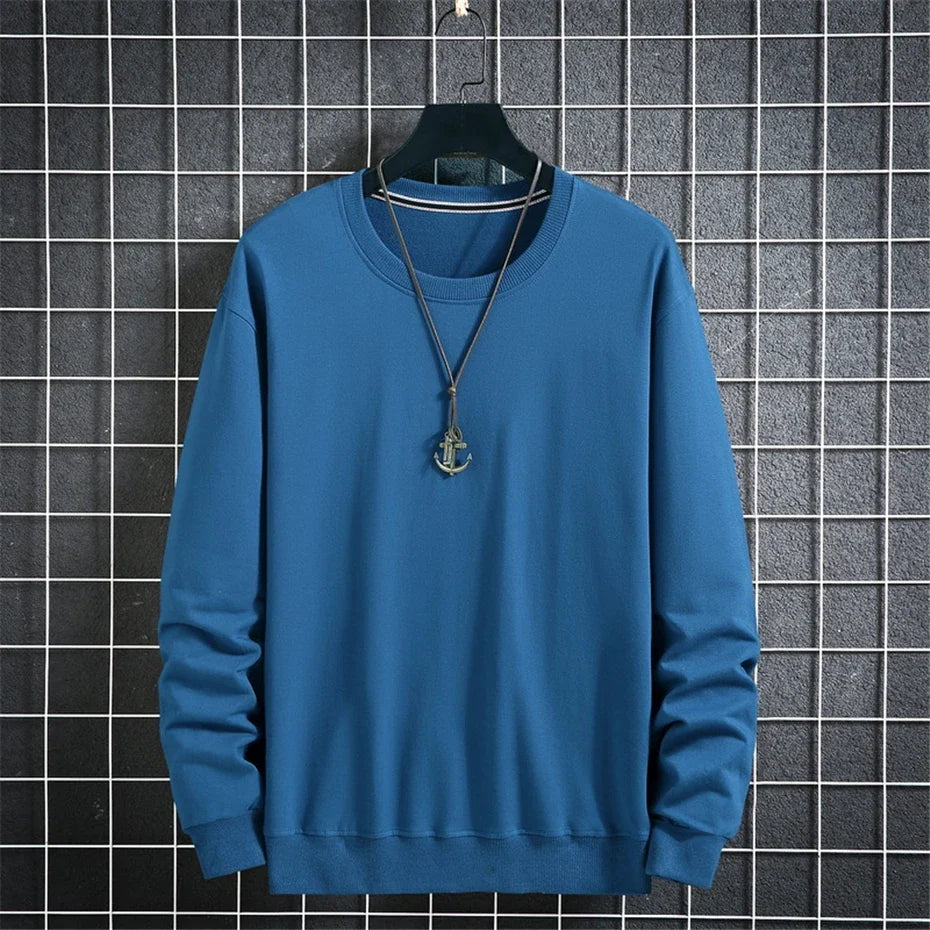Aflczyu Men’s Tatting Sweatshirt - O-Neck, Full Sleeve, Solid Pattern, Regular Fit, Casual Style, Standard Thickness, Spring & Autumn Wear