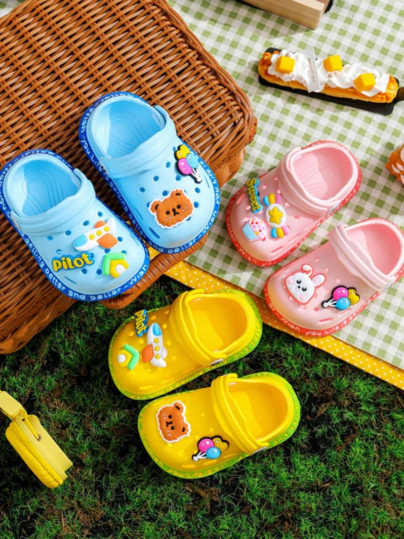 Summer Sandals, Girls, Kids, Baby Boys, Cartoon Sandals, Flat Heel, Soft Slippers, Garden Shoes