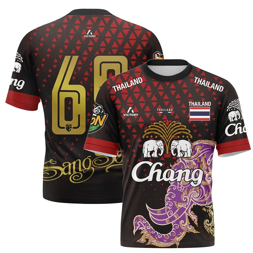Thailand National Elephant Thai Pattern Football Jersey T-Shirt Men Women Unisex Country Pride Graphic Tee Summer outdoors