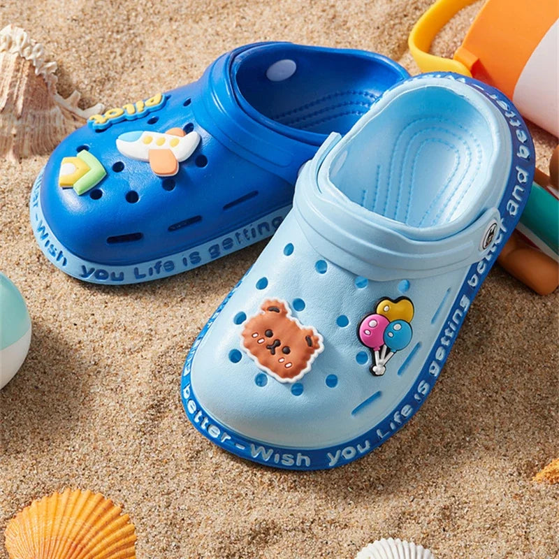 Summer Sandals, Girls, Kids, Baby Boys, Cartoon Sandals, Flat Heel, Soft Slippers, Garden Shoes