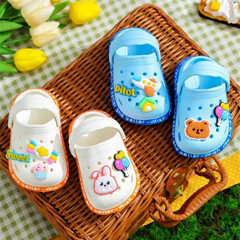 Summer Sandals, Girls, Kids, Baby Boys, Cartoon Sandals, Flat Heel, Soft Slippers, Garden Shoes