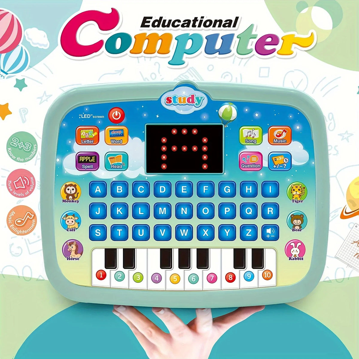 Kids Tablet Toddler Learning Mat With Led Screen Teaches Music And Math For Early Childhood Educational Electronic Toys