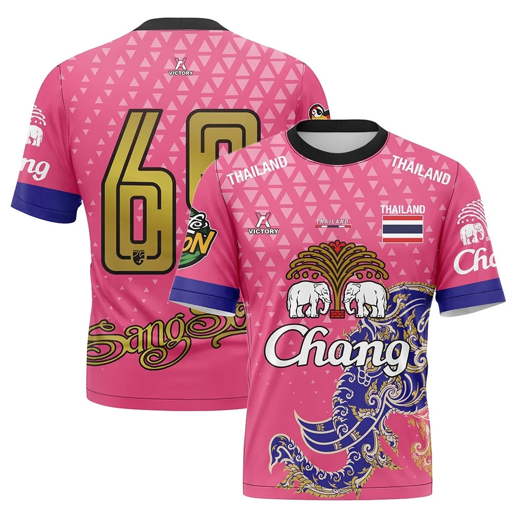 Thailand National Elephant Thai Pattern Football Jersey T-Shirt Men Women Unisex Country Pride Graphic Tee Summer outdoors