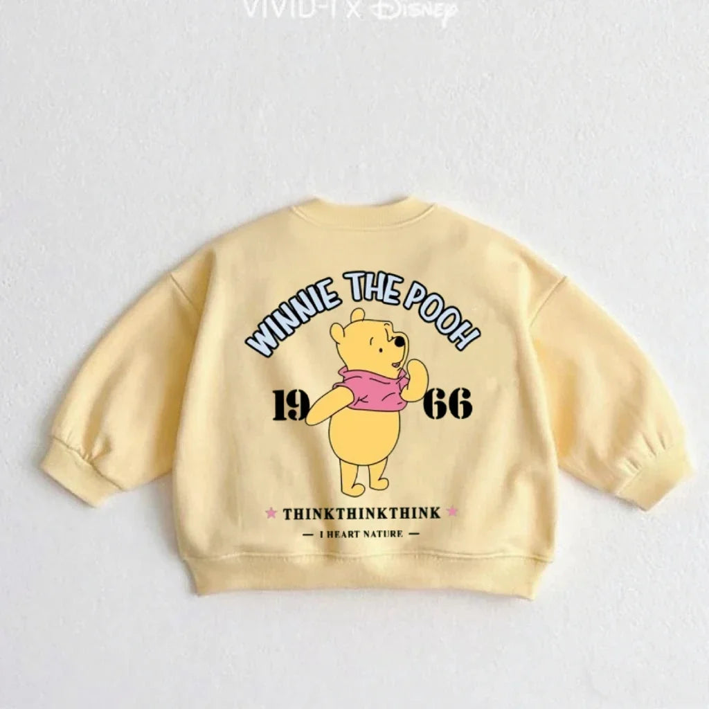 Cartoon Sweatshirts For Boys And Girls Cute Tops Crewneck Pullovers Toddler New Solid Color Hoodie Mickey Minnie Print Clothes