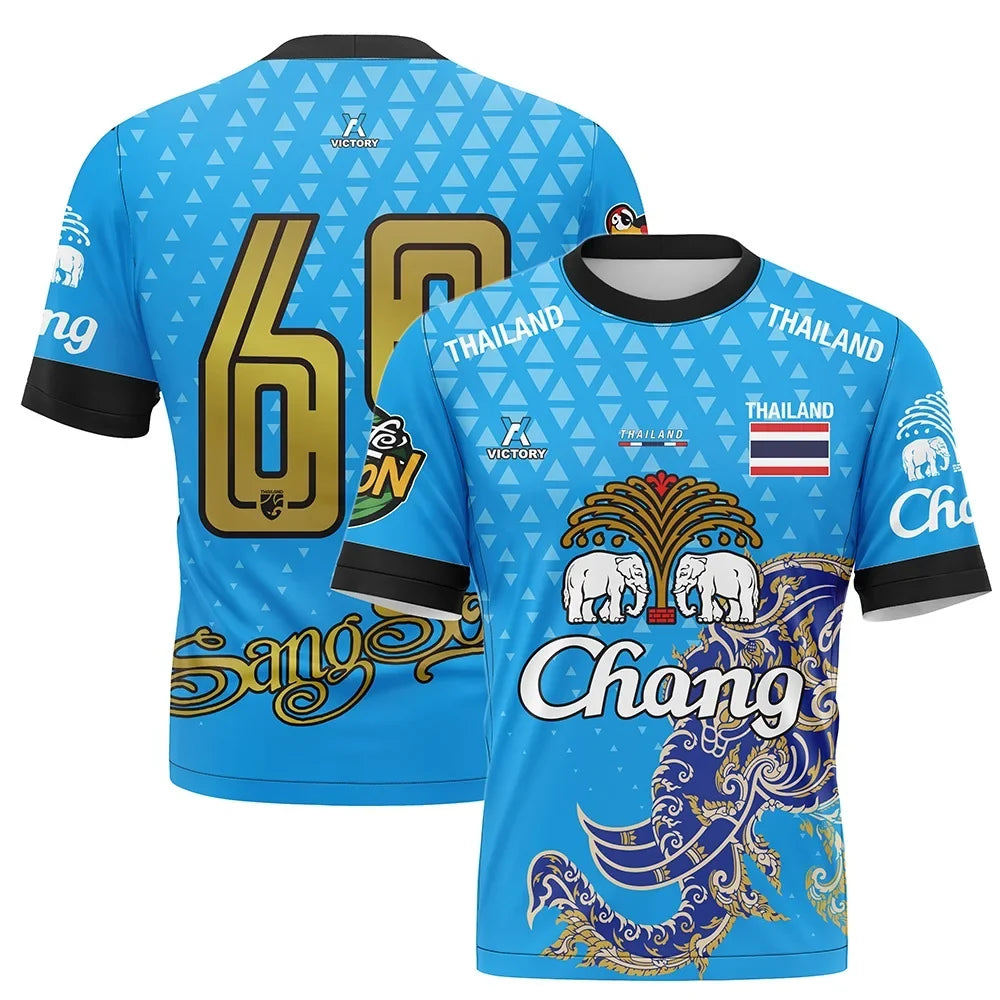 Thailand National Elephant Thai Pattern Football Jersey T-Shirt Men Women Unisex Country Pride Graphic Tee Summer outdoors