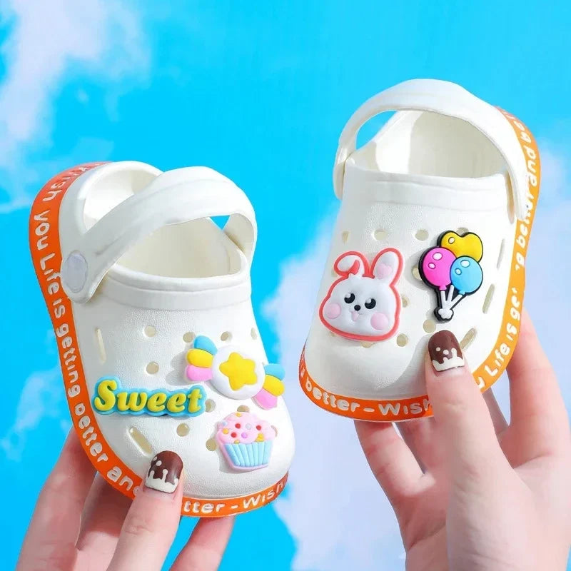 Summer Sandals, Girls, Kids, Baby Boys, Cartoon Sandals, Flat Heel, Soft Slippers, Garden Shoes