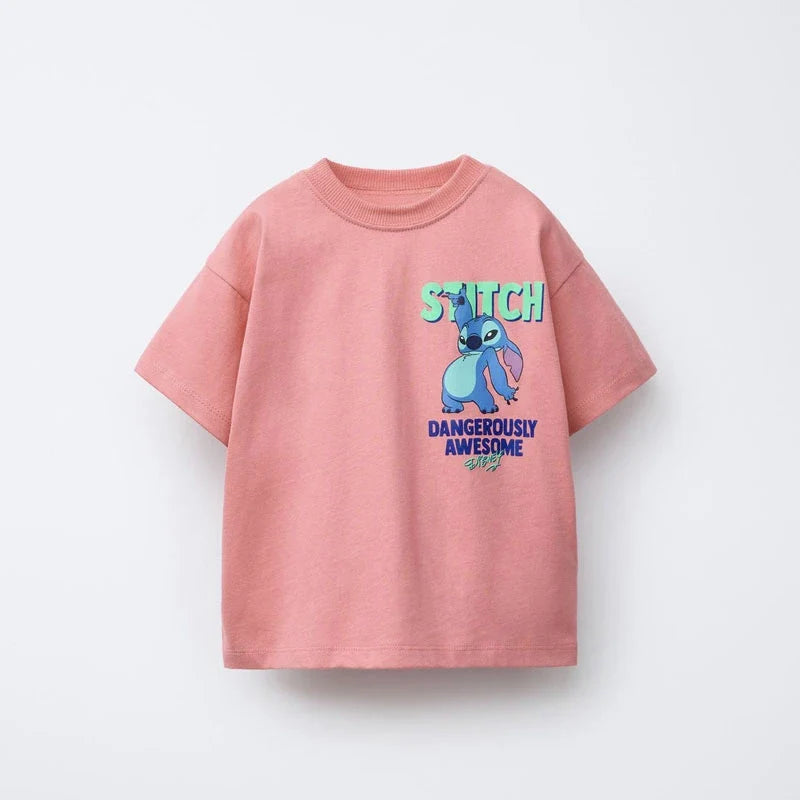 Mickey TShirt 2025 Summer Loose Casual Base Shirt Pure Cotton Tees New Design Round Neck Tops Toddler Cartoon Short Sleeve