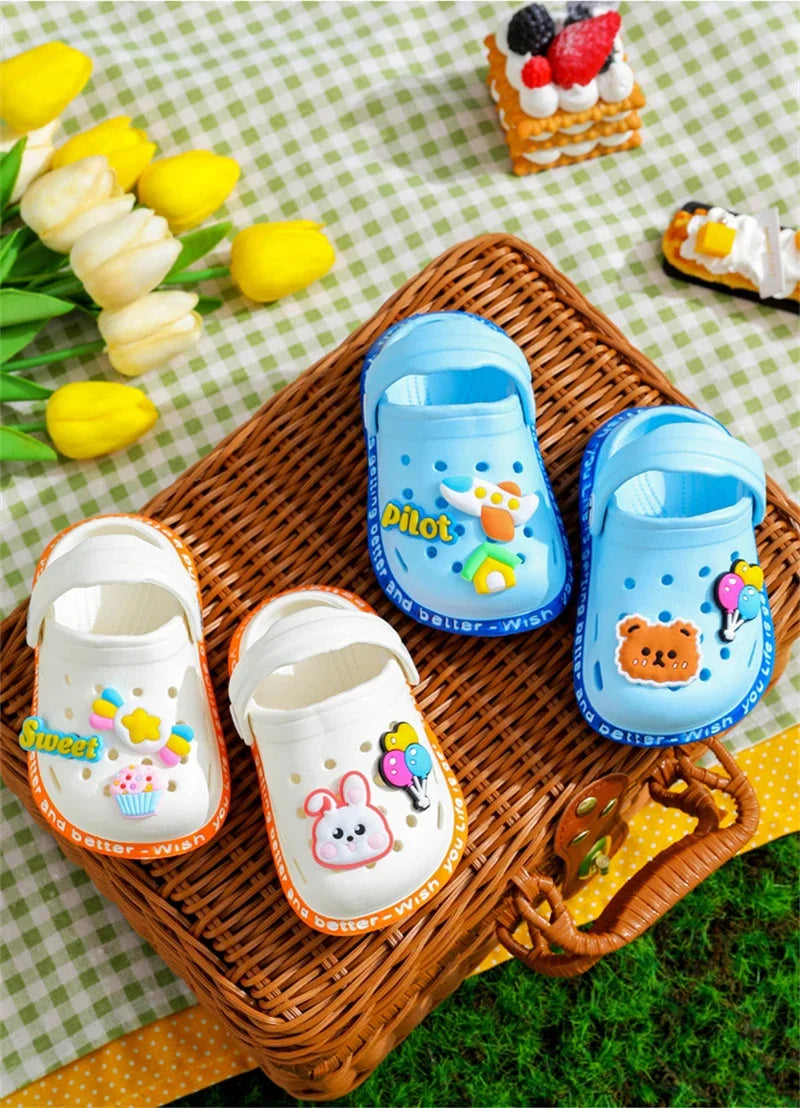 Summer Sandals, Girls, Kids, Baby Boys, Cartoon Sandals, Flat Heel, Soft Slippers, Garden Shoes