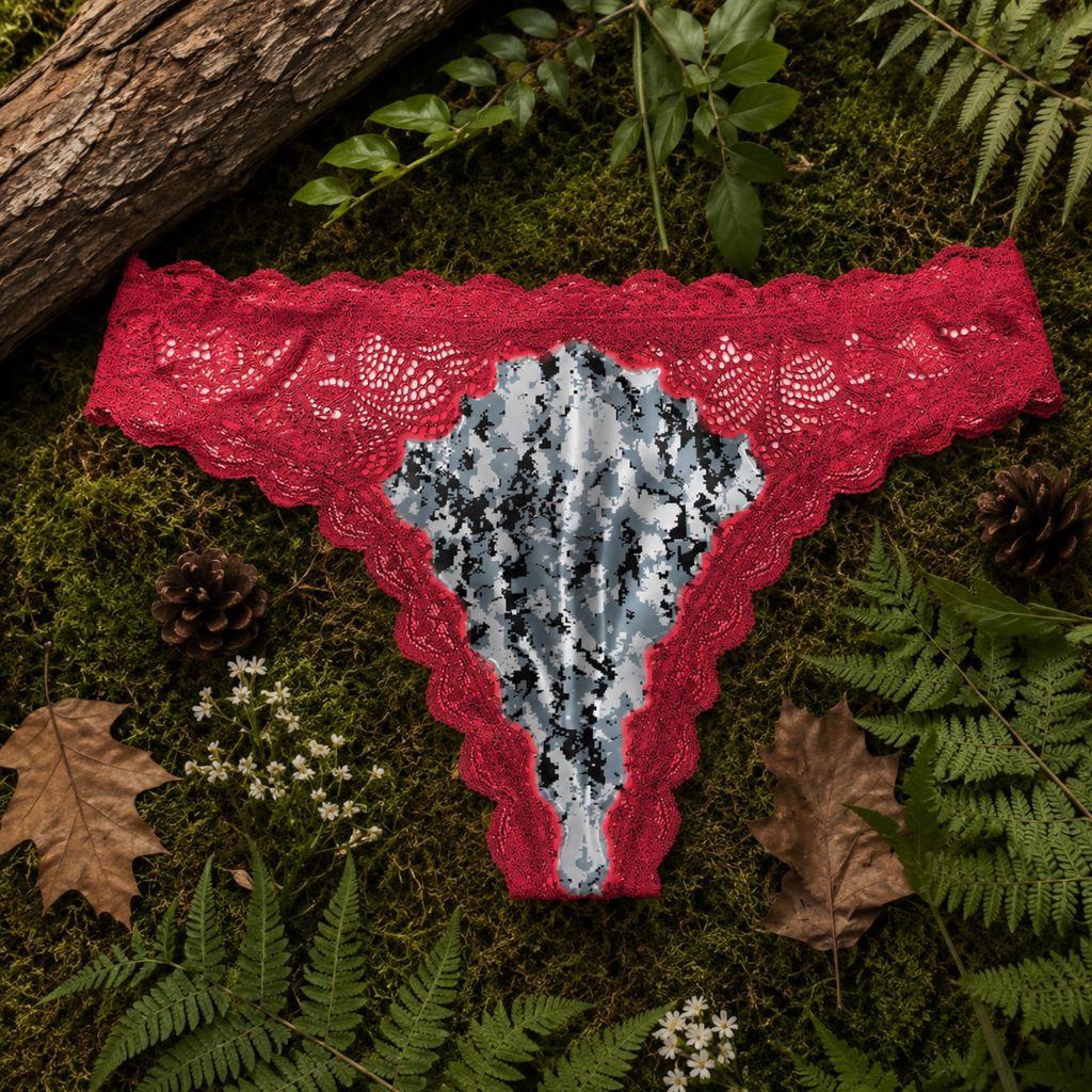 Women's Camo Lace Thong - Envision Red Hunting Underwear - Wilderness Dreams