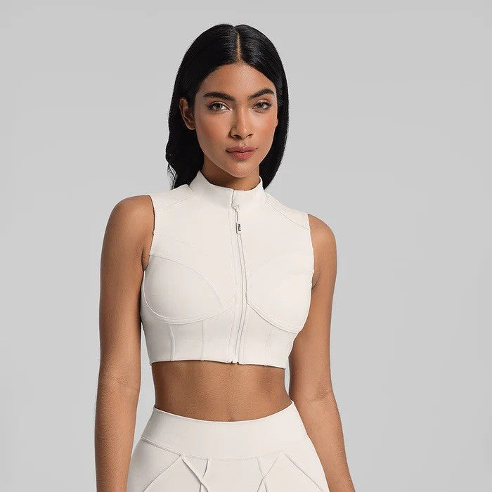 Zippered Removable Running And Yoga Bra For Outerwear Use