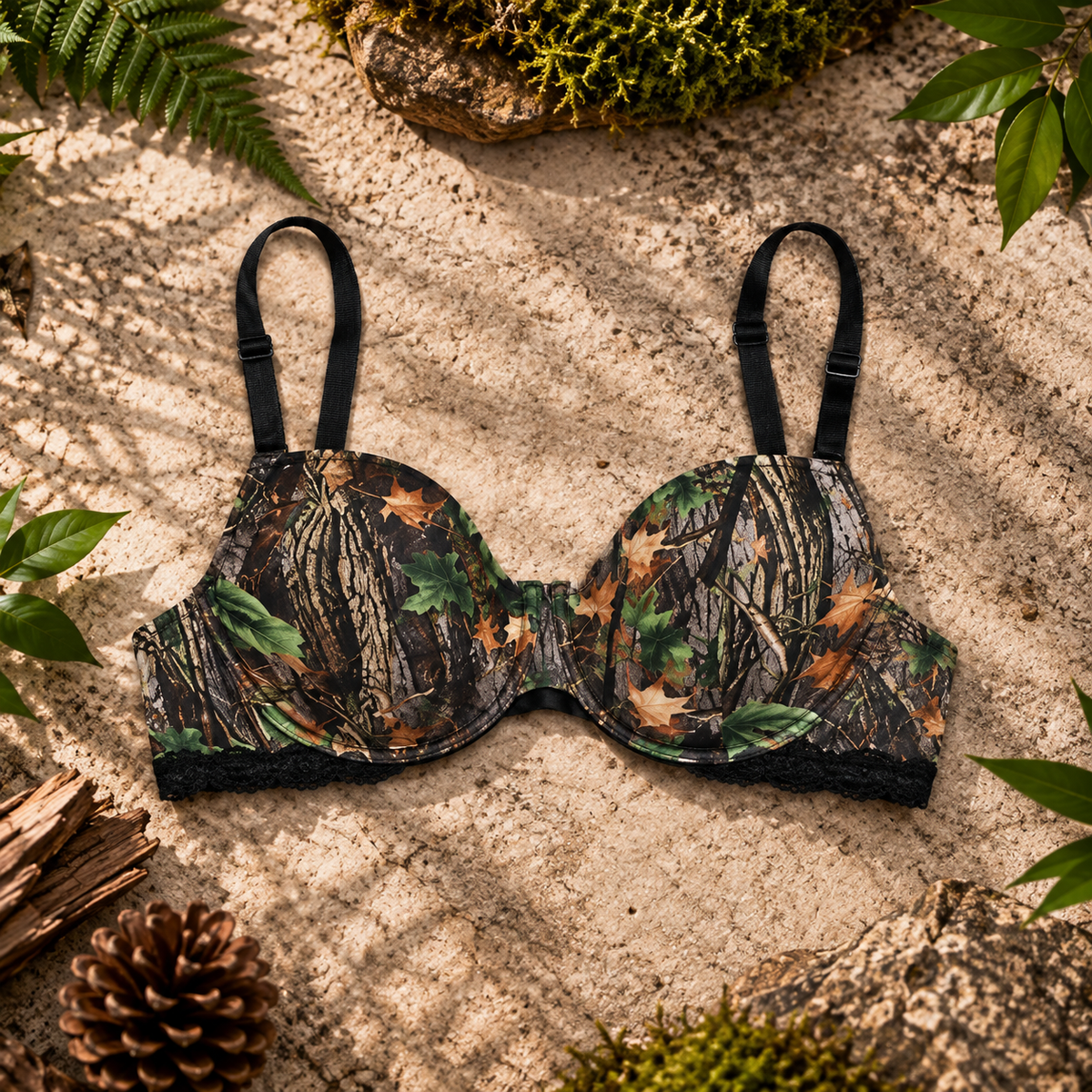 Women's Camo Padded Bra - WoodLand Hunting Lingerie Bra - Wilderness Dreams