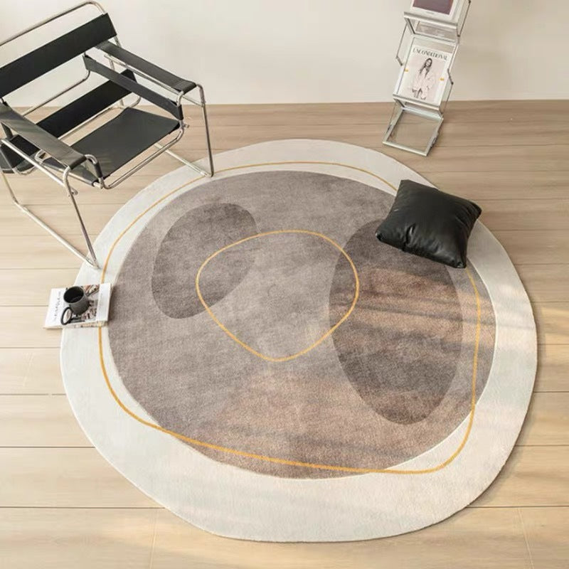 Cashmere-look Cream-colored Round Rug Minimalist Style For The Living Room
