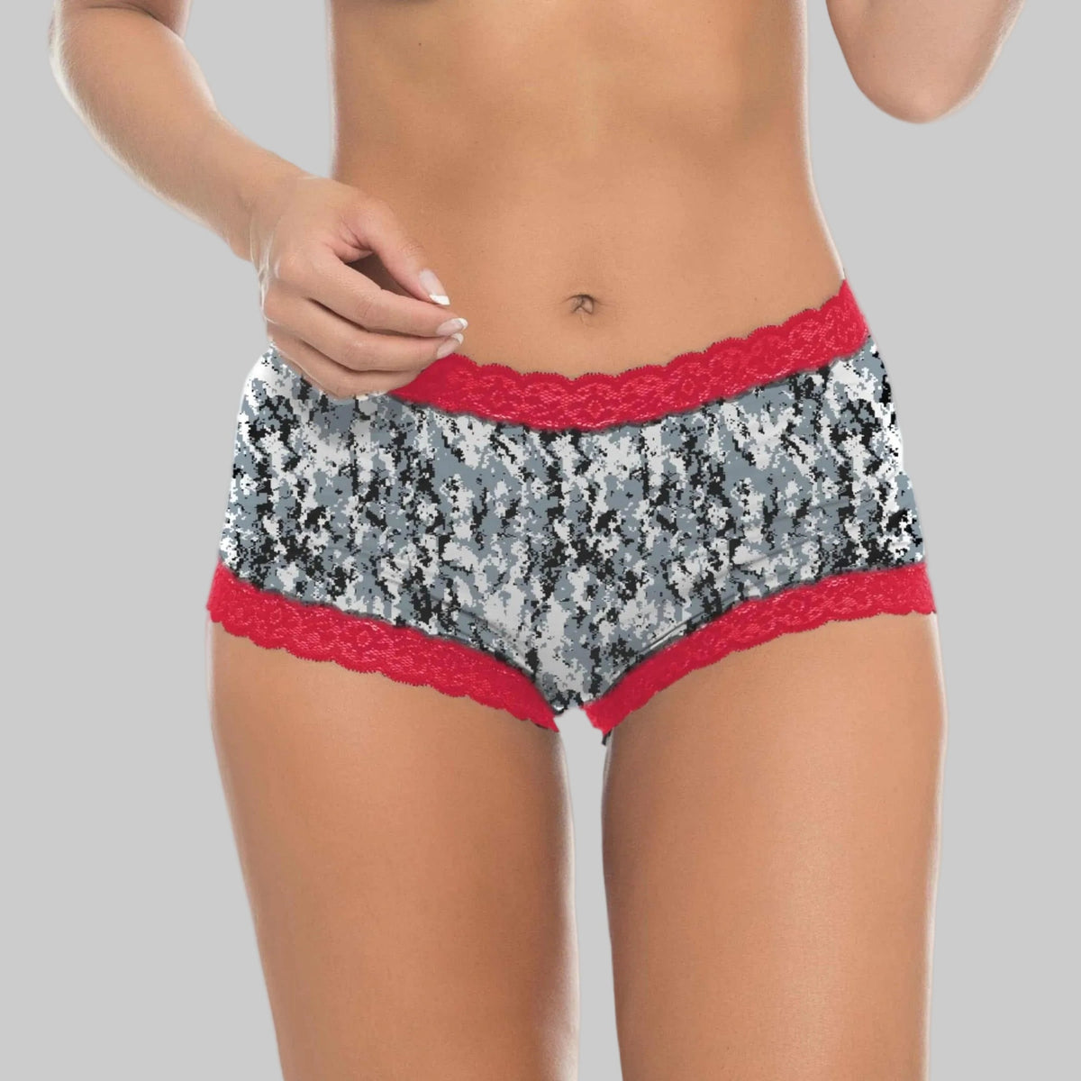 Women's Camo Hunting Boyshort Panty - Envision Red Underwear - Wilderness Dreams